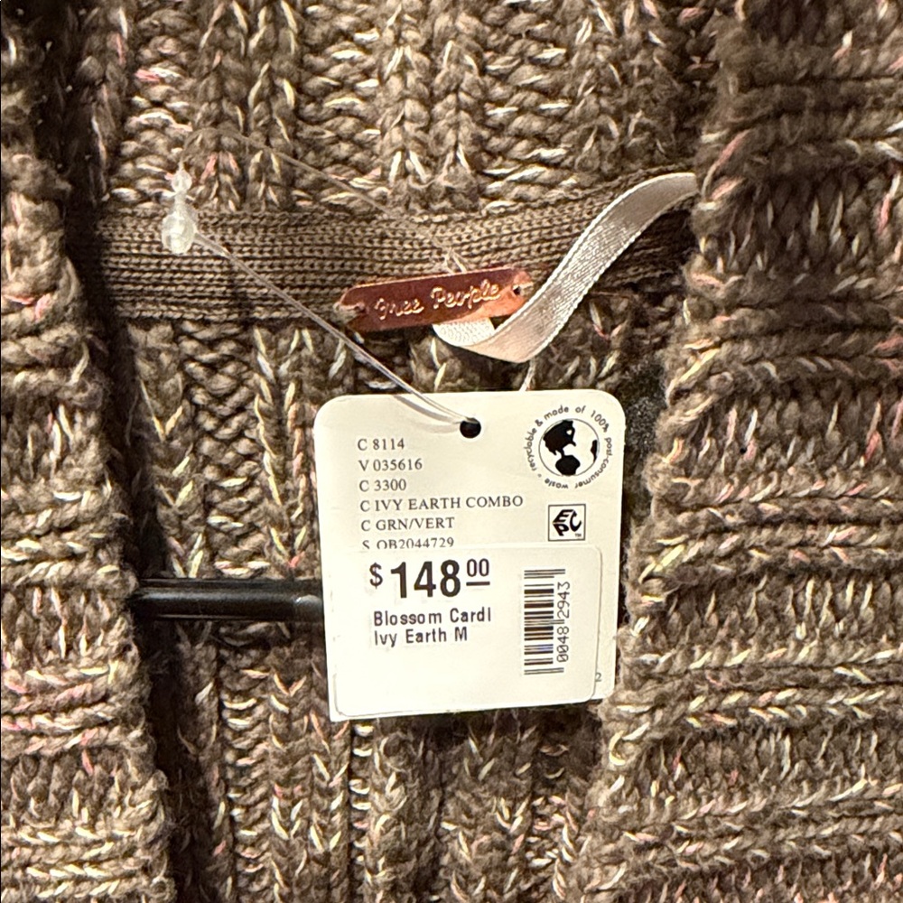 Free People Ribbed Open-Front Cardigan Sweater - Brown Heather - Picture 3 of 5